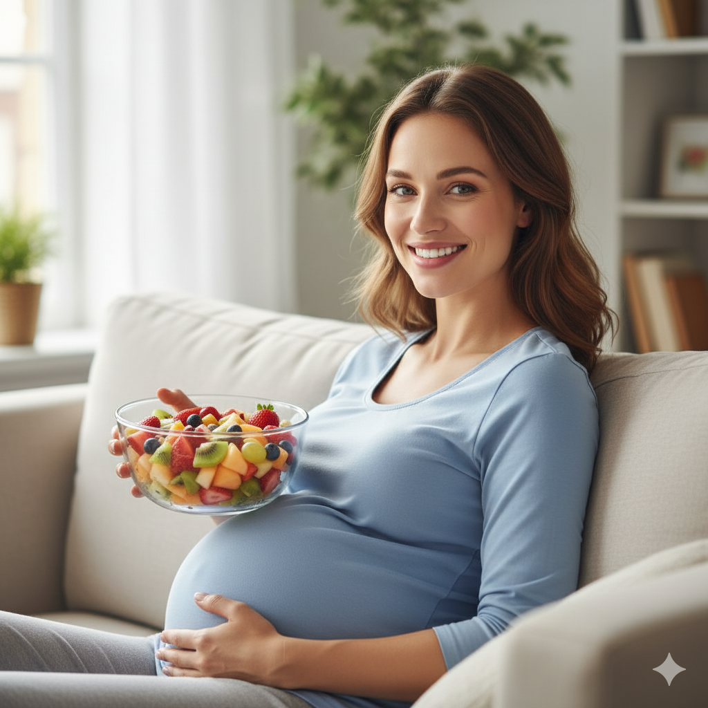 A happy pregnant woman
